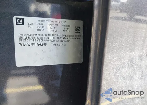 2017 Chevrolet Cruze Premier Auto from USA, damaged, VIN 1G1BF5SM4H7245979